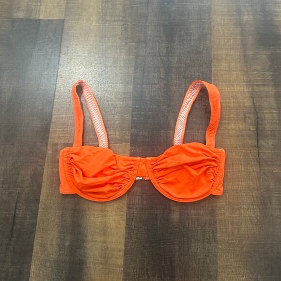 Apres June Celine Ruched Underwire Orange Bikini Top Size Large - Picture 6 of 7